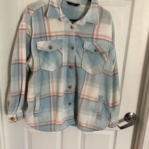 Members Mark Ladies Plaid Button-Up Shirt Jacket